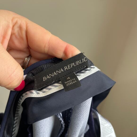 Banana Republic Avery Straight Ankle Pants Navy Polka Dot Stretch Women’s Sz 4 - Picture 9 of 9